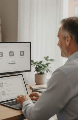 Coach arbeitet mit moderner Technologie